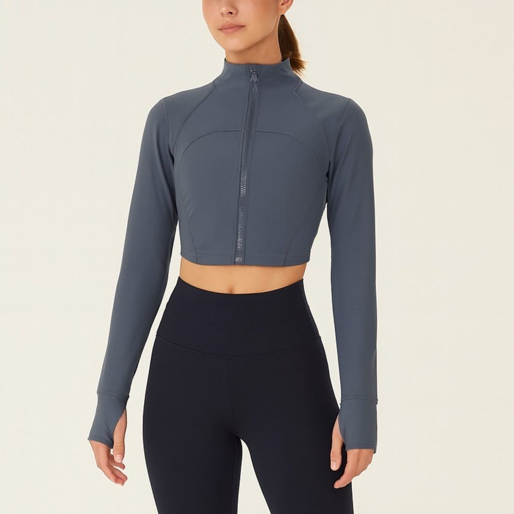 Brand new with tags! Slate Blue Women's Cropped Zip-Up Sweatshirt